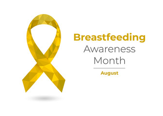 Breastfeeding Awareness Month (August) concept with yellow ribbon. Colorful vector illustration for web and printing.