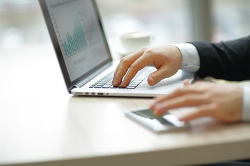 closeup.modern businessman working in the office. photo with copy space.