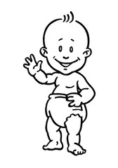 baby boy with diaper black and white