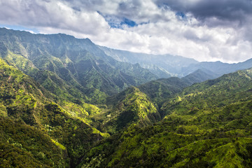 Naklejka premium Aeial View over the Garden Island Kauai in Hawaii, USA