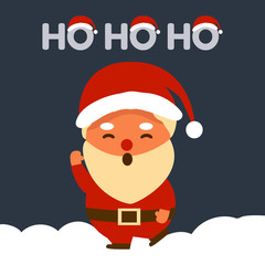 merry christmas with santa claus says Ho Ho Ho, cute character design on holiday card, vector