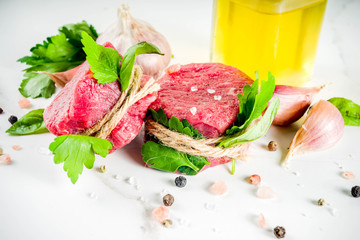 Raw beef fillet steaks mignon
