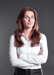 surprised business woman .isolated on dark background