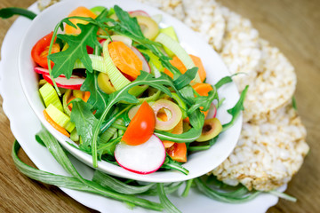 Healthy vegetarian meal, freshly prepared vegetable salad
