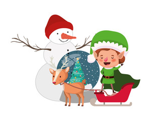 elf with crystal ball and snowman avatar character