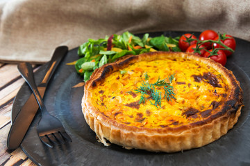 Quiche Lorraine with smoked bacon