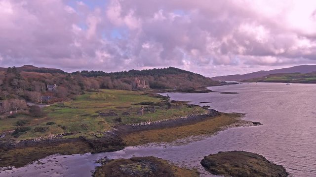 Sunset in autumn at Dunvegan Castle, Isle of Skye