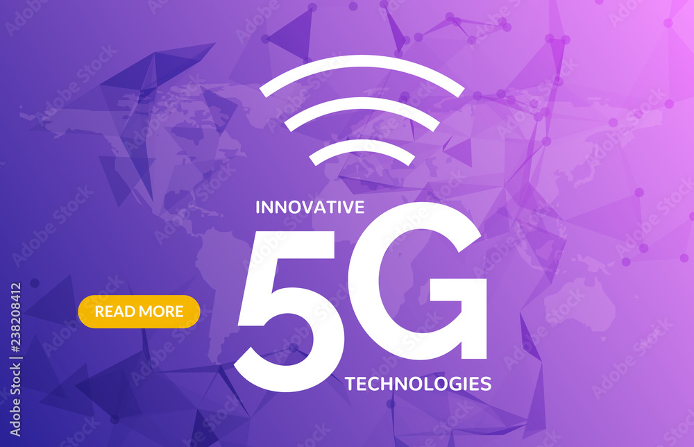 Poster 5g wireless internet connection network background. high speed 5g data communication mobile phone co