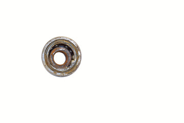 old broken bearing on a white background