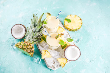 Iced pina colada cocktail