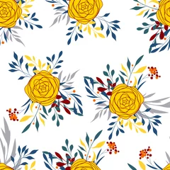 Fototapeten Seamless floral pattern with roses, vector illustration in vintage style © ivaletta