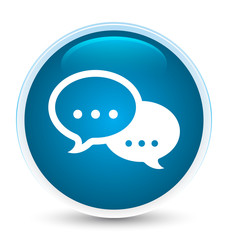 Talk bubble icon special prime blue round button