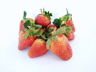 the red strawberries