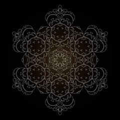 Isolated outline of the ornament in the form of a mandala. Vintage mandala, elements in floral style.
