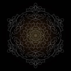 Isolated outline of the ornament in the form of a mandala. Vintage mandala, elements in floral style.
