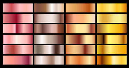 Gold rose, bronze, silver and gold texture gradient background. Metal chrome palette copper collection