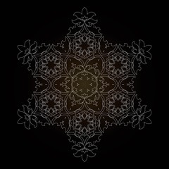 Isolated outline of the ornament in the form of a mandala. Vintage mandala, elements in floral style.
