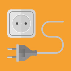 Icon of an electric socket with a plug. Power socket. Modern vector illustration isolated background.