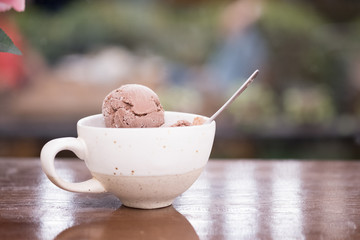 Homemade chocolate Ice cream scoop