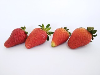 the red strawberries