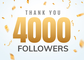 Thank you 4000 followers design template social network number anniversary. Social users golden number friends thousand celebration