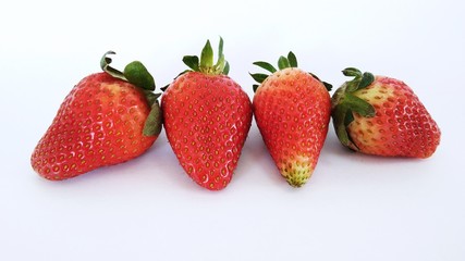 the red strawberries