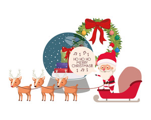 santa claus with sled and reindeer avatar character