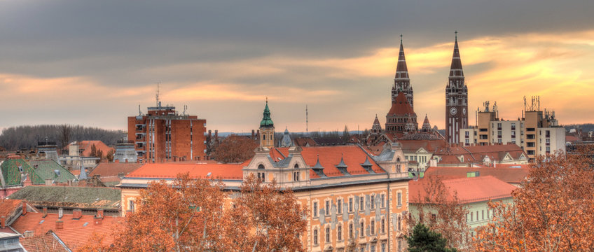 Szeged cityscape in autumn