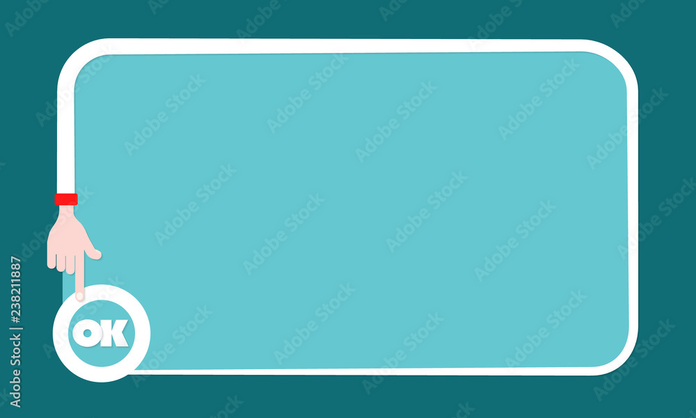 Poster white text frame for your text and ok symbol