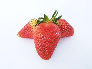 the red strawberries