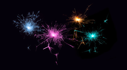 sparklers group for celebration christmas and happy new year party background,