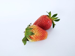 the red strawberries