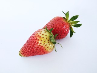 the red strawberries