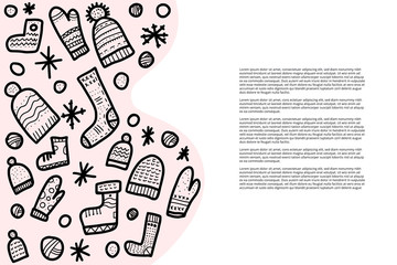 Warm socks, beanies set. Vector illustration.