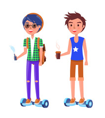 Boy and Girl Riding on Segway Personal Transporter