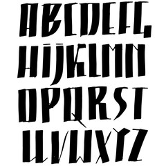 Grunge old pen ink font. Simple bold script. Vector illustration.