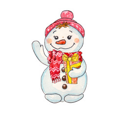 watercolor hand drawn fabulous Christmas character
