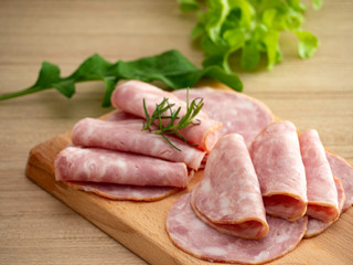 Bacon on a round cutting board