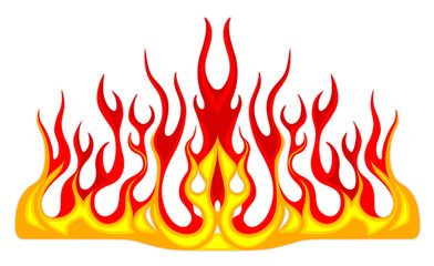 Vehicle car and bike color vinyl decals isolated vector set. Hot fire decal artwork, illustration of pattern fire stencil