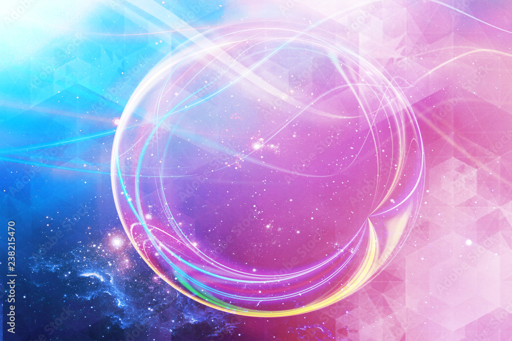 Poster artistic abstract energy field on a multicolored galactic background