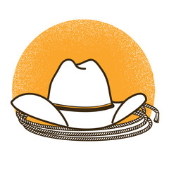 Wild West symbol illustration with cowboy western hat