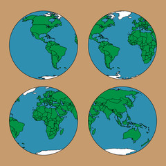 Set globe icon. Earth. Vector illustration planet earth. Hand drawn globe.