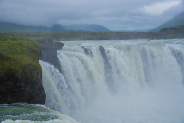 Landscape view of Godafoss waterfall, Iceland