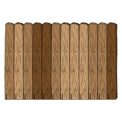 Wooden fence icon. Vector of a fence made of wooden planks. Hand drawn board of wooden planks.