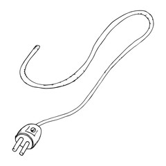 Electric cord icon. Vector illustration electrical cord with plug. Hand drawn electrical cord with plug.