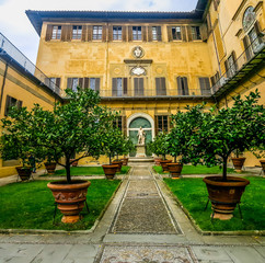 Walled garden in Palazzo Medici Riccardi. Florence, Italy