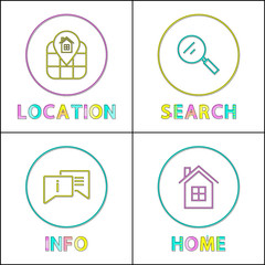 Object Location Information Retrieval Icons Set