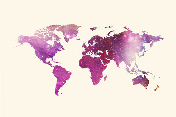 Abstract Artistic Multicolored World Map On A White Background