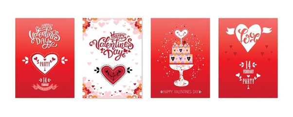 Valentines day vector card set
