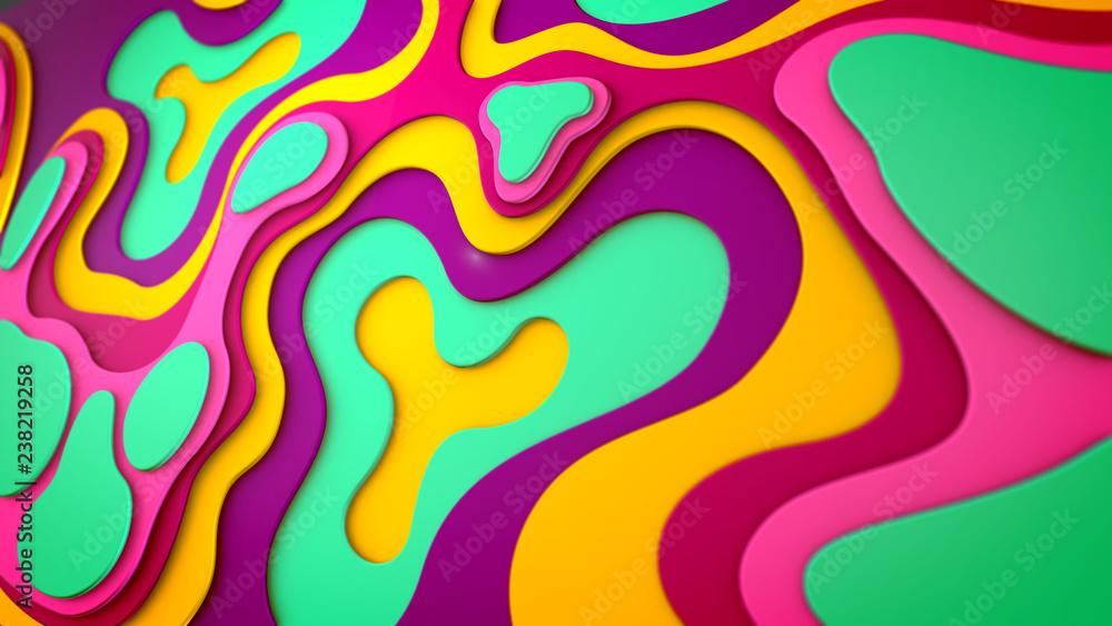 Poster plastic rainbow blobs placed askew